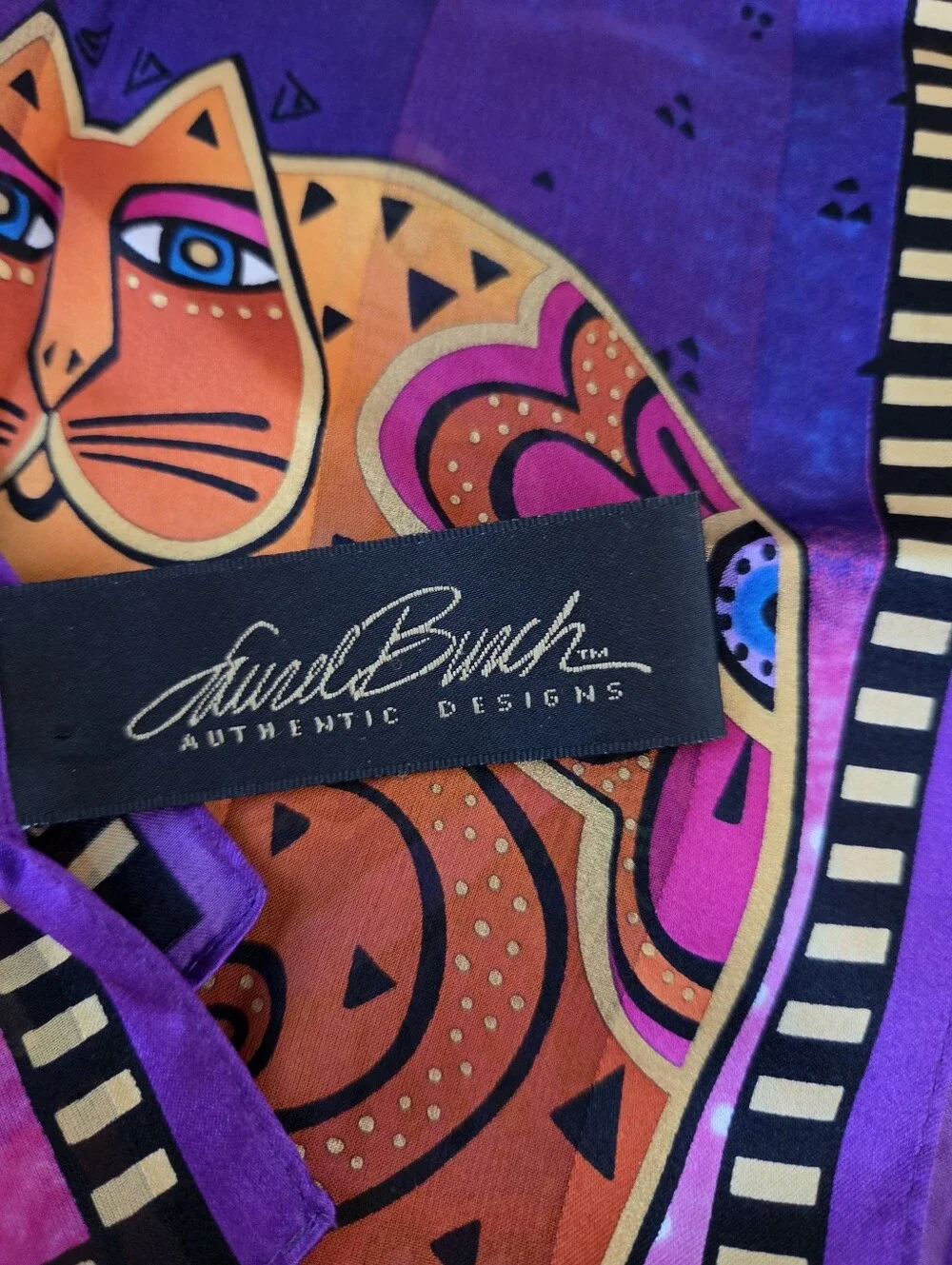 NWOT Laurel Burch Silk Scarf FELINES Cats